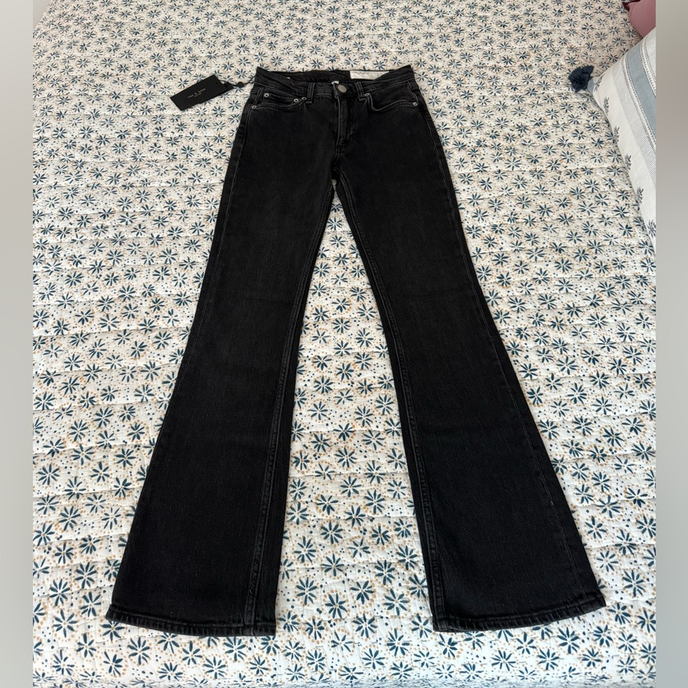 Rag & Bone Highland Peyton Mid-Rise Jeans, Black Wash